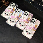 Custodia per telefono ibrida in PC e TPU con motivo gatti gelato IMD glitterata, For iPhone 17e / 16e, For iPhone 17 Pro Max, For iPhone 17 Pro, For iPhone 17, For iPhone Air, For iPhone 16 Pro Max