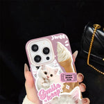 Custodia per telefono ibrida in PC e TPU con motivo gatti gelato IMD glitterata, For iPhone 17e / 16e, For iPhone 17 Pro Max, For iPhone 17 Pro, For iPhone 17, For iPhone Air, For iPhone 16 Pro Max