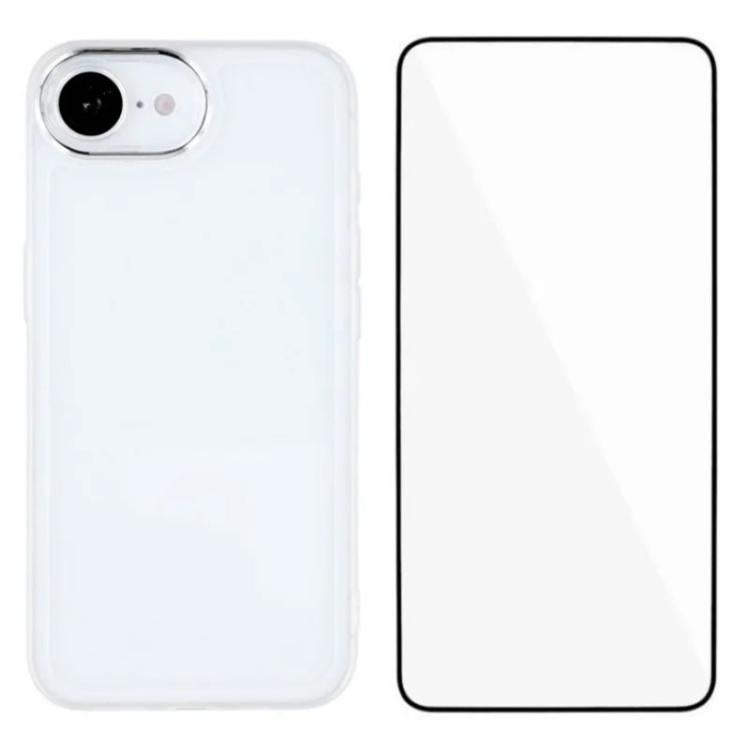 WANLONFENG Custodia per telefono in TPU traslucido con cornice galvanizzata e pellicola protettiva per lo schermo, For iPhone 17e / 16e, For iPhone 17 Pro Max, For iPhone 17 Pro, For iPhone 17
