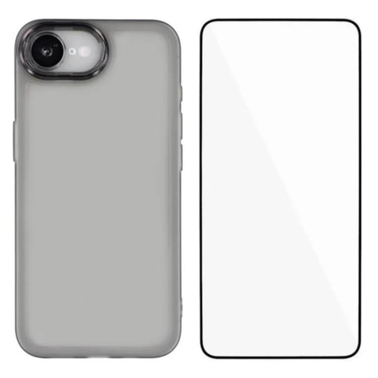WANLONFENG Custodia per telefono in TPU traslucido con cornice galvanizzata e pellicola protettiva per lo schermo, For iPhone 17e / 16e, For iPhone 17 Pro Max, For iPhone 17 Pro, For iPhone 17