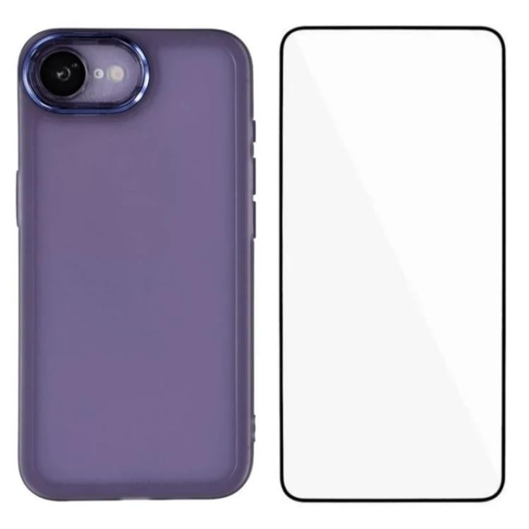 WANLONFENG Custodia per telefono in TPU traslucido con cornice galvanizzata e pellicola protettiva per lo schermo, For iPhone 17e / 16e, For iPhone 17 Pro Max, For iPhone 17 Pro, For iPhone 17