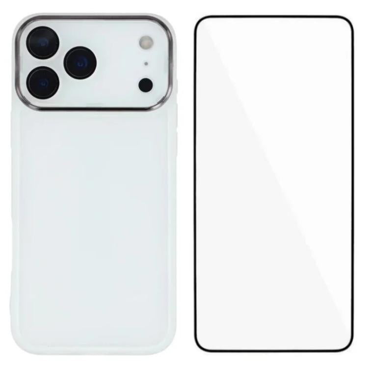 WANLONFENG Custodia per telefono in TPU traslucido con cornice galvanizzata e pellicola protettiva per lo schermo, For iPhone 17e / 16e, For iPhone 17 Pro Max, For iPhone 17 Pro, For iPhone 17