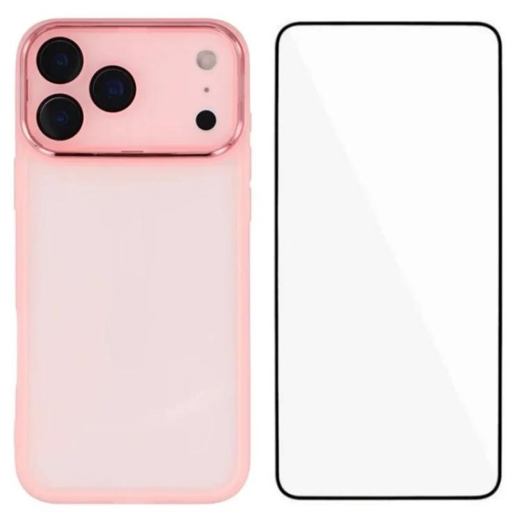 WANLONFENG Custodia per telefono in TPU traslucido con cornice galvanizzata e pellicola protettiva per lo schermo, For iPhone 17e / 16e, For iPhone 17 Pro Max, For iPhone 17 Pro, For iPhone 17