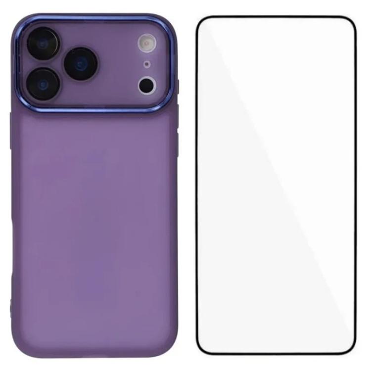 WANLONFENG Custodia per telefono in TPU traslucido con cornice galvanizzata e pellicola protettiva per lo schermo, For iPhone 17e / 16e, For iPhone 17 Pro Max, For iPhone 17 Pro, For iPhone 17