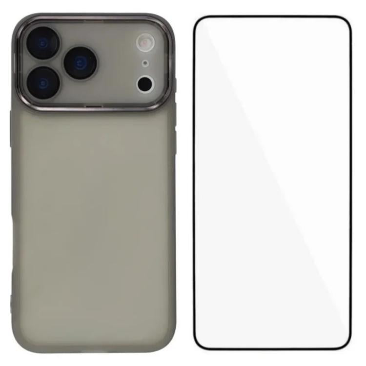 WANLONFENG Custodia per telefono in TPU traslucido con cornice galvanizzata e pellicola protettiva per lo schermo, For iPhone 17e / 16e, For iPhone 17 Pro Max, For iPhone 17 Pro, For iPhone 17