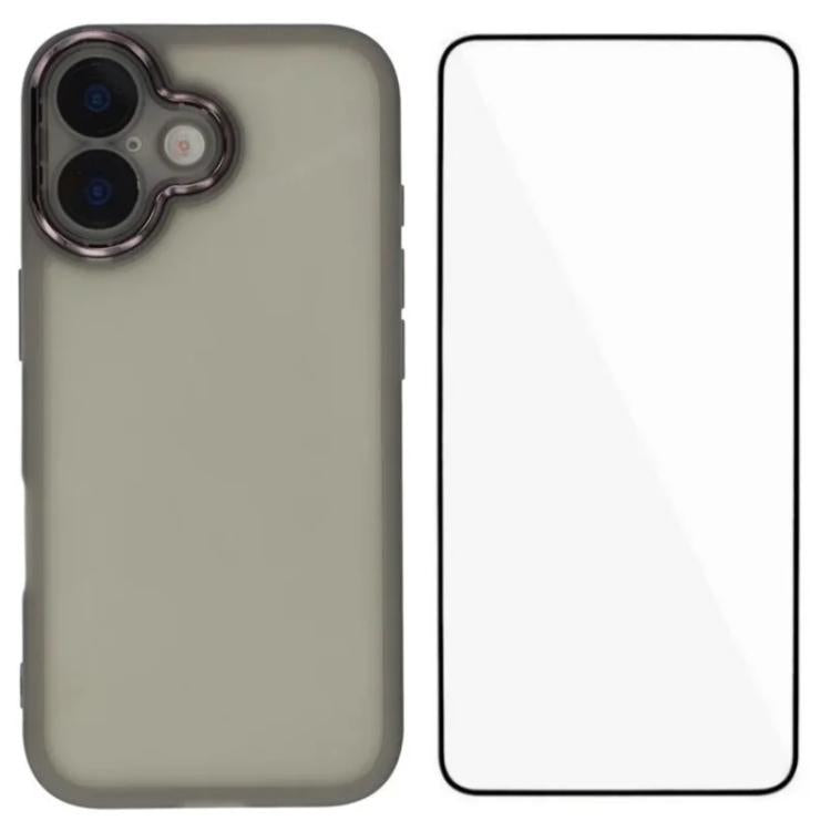 WANLONFENG Custodia per telefono in TPU traslucido con cornice galvanizzata e pellicola protettiva per lo schermo, For iPhone 17e / 16e, For iPhone 17 Pro Max, For iPhone 17 Pro, For iPhone 17