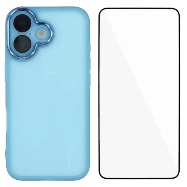 WANLONFENG Custodia per telefono in TPU traslucido con cornice galvanizzata e pellicola protettiva per lo schermo, For iPhone 17e / 16e, For iPhone 17 Pro Max, For iPhone 17 Pro, For iPhone 17