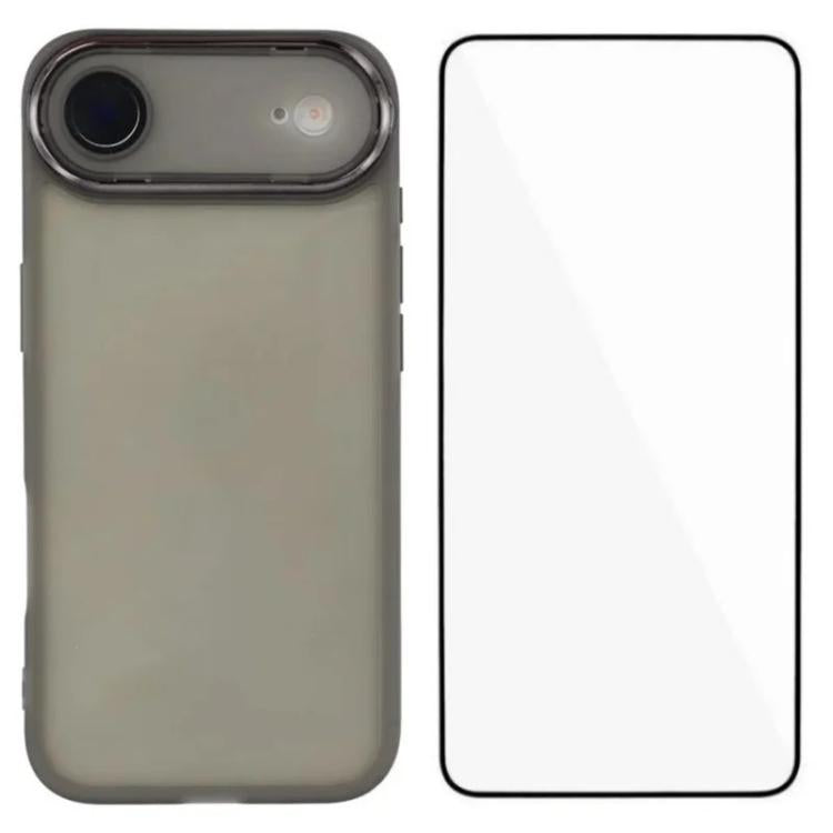 WANLONFENG Custodia per telefono in TPU traslucido con cornice galvanizzata e pellicola protettiva per lo schermo, For iPhone Air, For iPhone 16 Pro Max, For iPhone 16 Pro, For iPhone 16