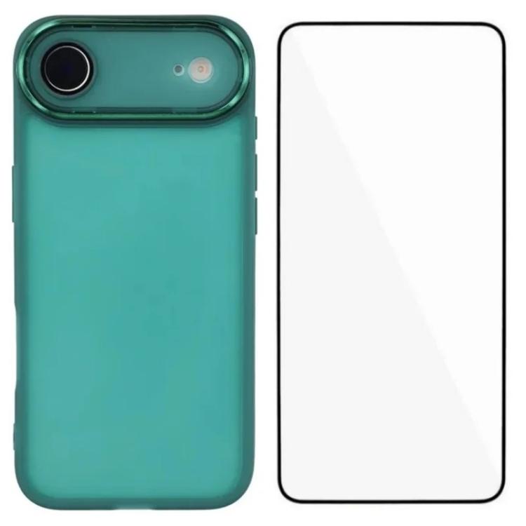 WANLONFENG Custodia per telefono in TPU traslucido con cornice galvanizzata e pellicola protettiva per lo schermo, For iPhone Air, For iPhone 16 Pro Max, For iPhone 16 Pro, For iPhone 16