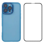 WANLONFENG Custodia per telefono in TPU traslucido con cornice galvanizzata e pellicola protettiva per lo schermo, For iPhone Air, For iPhone 16 Pro Max, For iPhone 16 Pro, For iPhone 16