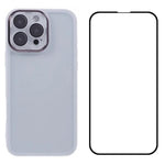WANLONFENG Custodia per telefono in TPU traslucido con cornice galvanizzata e pellicola protettiva per lo schermo, For iPhone Air, For iPhone 16 Pro Max, For iPhone 16 Pro, For iPhone 16