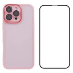 WANLONFENG Custodia per telefono in TPU traslucido con cornice galvanizzata e pellicola protettiva per lo schermo, For iPhone Air, For iPhone 16 Pro Max, For iPhone 16 Pro, For iPhone 16