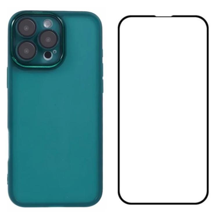 WANLONFENG Custodia per telefono in TPU traslucido con cornice galvanizzata e pellicola protettiva per lo schermo, For iPhone Air, For iPhone 16 Pro Max, For iPhone 16 Pro, For iPhone 16