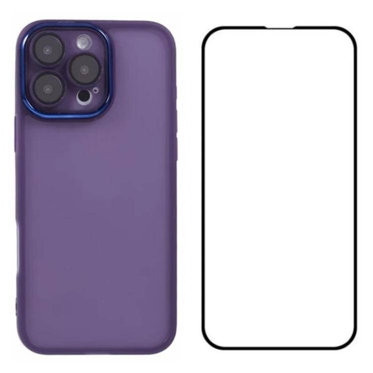 WANLONFENG Custodia per telefono in TPU traslucido con cornice galvanizzata e pellicola protettiva per lo schermo, For iPhone Air, For iPhone 16 Pro Max, For iPhone 16 Pro, For iPhone 16