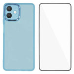 WANLONFENG Custodia per telefono in TPU traslucido con cornice galvanizzata e pellicola protettiva per lo schermo, For Galaxy A16 5G / 4G, For Galaxy A06 4G, For Galaxy A15 5G / 4G, For Galaxy A55 5G