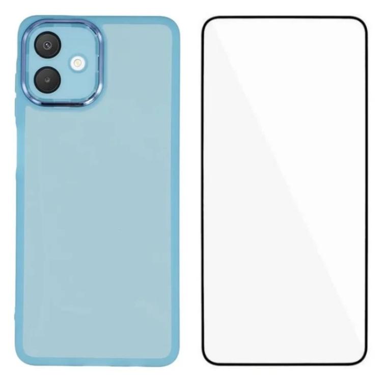 WANLONFENG Custodia per telefono in TPU traslucido con cornice galvanizzata e pellicola protettiva per lo schermo, For Galaxy A16 5G / 4G, For Galaxy A06 4G, For Galaxy A15 5G / 4G, For Galaxy A55 5G