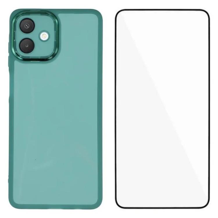WANLONFENG Custodia per telefono in TPU traslucido con cornice galvanizzata e pellicola protettiva per lo schermo, For Galaxy A16 5G / 4G, For Galaxy A06 4G, For Galaxy A15 5G / 4G, For Galaxy A55 5G