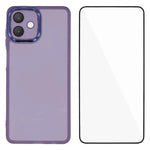 WANLONFENG Custodia per telefono in TPU traslucido con cornice galvanizzata e pellicola protettiva per lo schermo, For Galaxy A16 5G / 4G, For Galaxy A06 4G, For Galaxy A15 5G / 4G, For Galaxy A55 5G