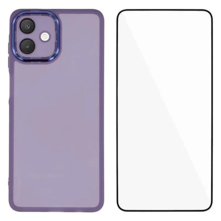 WANLONFENG Custodia per telefono in TPU traslucido con cornice galvanizzata e pellicola protettiva per lo schermo, For Galaxy A16 5G / 4G, For Galaxy A06 4G, For Galaxy A15 5G / 4G, For Galaxy A55 5G
