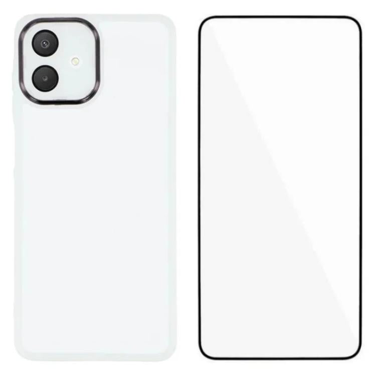 WANLONFENG Custodia per telefono in TPU traslucido con cornice galvanizzata e pellicola protettiva per lo schermo, For Galaxy A07 4G, For Galaxy A56 5G, For Galaxy A26 5G, For Galaxy A36 5G