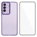WANLONFENG Custodia per telefono in TPU traslucido con cornice galvanizzata e pellicola protettiva per lo schermo, For Galaxy A57 5G, For Galaxy A37 5G, For Galaxy A27 5G, For Galaxy A17 5G / 4G