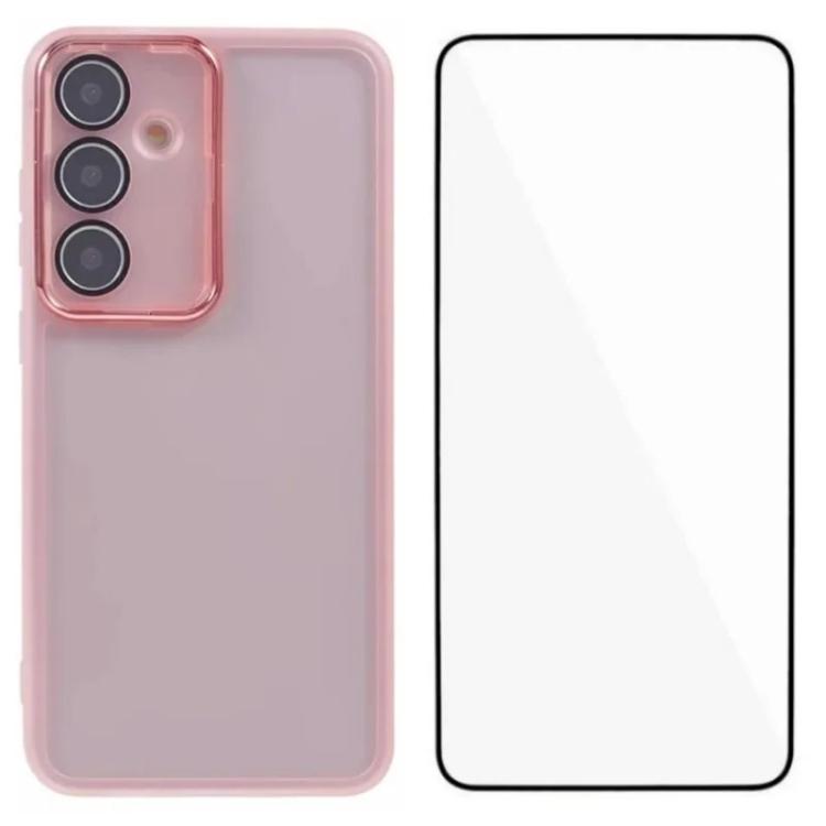 WANLONFENG Custodia per telefono in TPU traslucido con cornice galvanizzata e pellicola protettiva per lo schermo, For Galaxy A35 5G, For Galaxy A14 5G / 4G, For Galaxy A54 5G