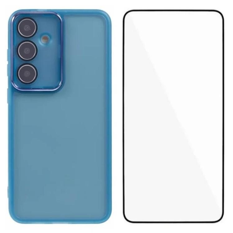 WANLONFENG Custodia per telefono in TPU traslucido con cornice galvanizzata e pellicola protettiva per lo schermo, For Galaxy A16 5G / 4G, For Galaxy A06 4G, For Galaxy A15 5G / 4G, For Galaxy A55 5G