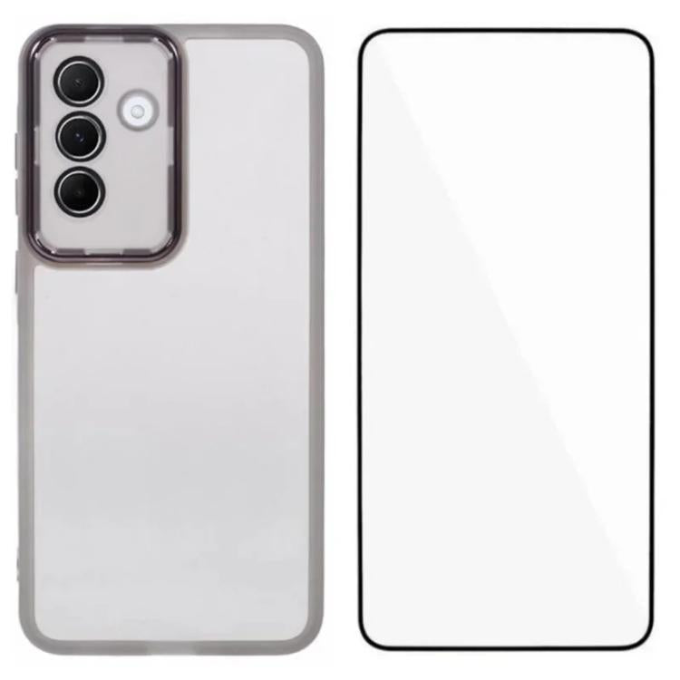 WANLONFENG Custodia per telefono in TPU traslucido con cornice galvanizzata e pellicola protettiva per lo schermo, For Galaxy A07 4G, For Galaxy A56 5G, For Galaxy A26 5G, For Galaxy A36 5G