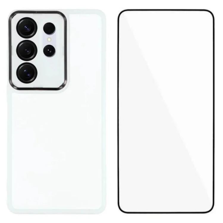 WANLONFENG Custodia per telefono in TPU traslucido con cornice galvanizzata e pellicola protettiva per lo schermo, For Galaxy S26+ 5G, For Galaxy S26 Ultra 5G, For Galaxy S26 5G, For Galaxy S25 FE 5G