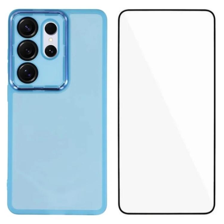 WANLONFENG Custodia per telefono in TPU traslucido con cornice galvanizzata e pellicola protettiva per lo schermo, For Galaxy S26+ 5G, For Galaxy S26 Ultra 5G, For Galaxy S26 5G, For Galaxy S25 FE 5G
