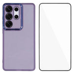 WANLONFENG Custodia per telefono in TPU traslucido con cornice galvanizzata e pellicola protettiva per lo schermo, For Galaxy S26+ 5G, For Galaxy S26 Ultra 5G, For Galaxy S26 5G, For Galaxy S25 FE 5G