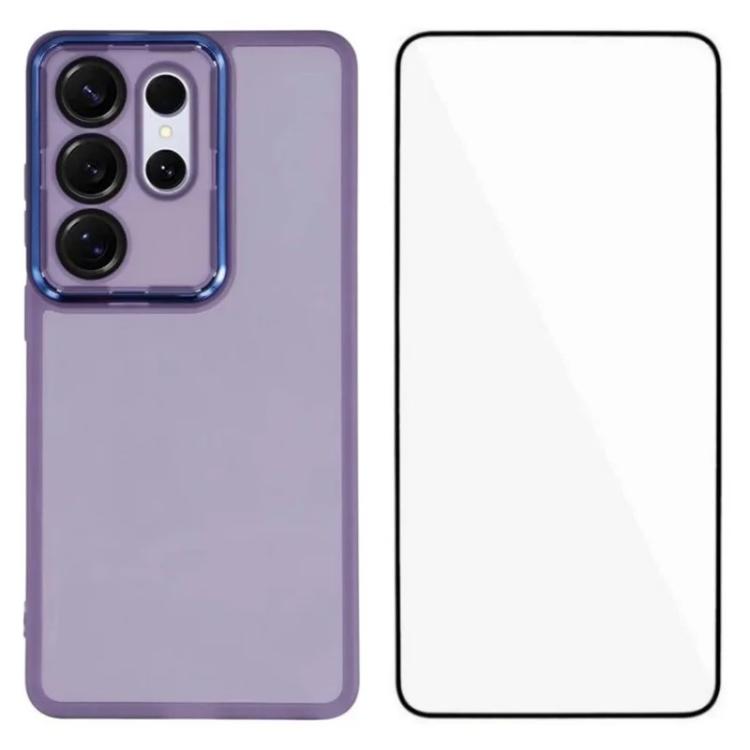 WANLONFENG Custodia per telefono in TPU traslucido con cornice galvanizzata e pellicola protettiva per lo schermo, For Galaxy S26+ 5G, For Galaxy S26 Ultra 5G, For Galaxy S26 5G, For Galaxy S25 FE 5G