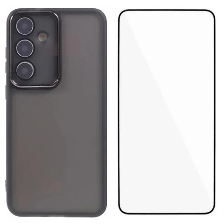 WANLONFENG Custodia per telefono in TPU traslucido con cornice galvanizzata e pellicola protettiva per lo schermo, For Galaxy S25 5G, For Galaxy S25+ 5G, For Galaxy S25 Ultra 5G, For Galaxy S24 FE 5G