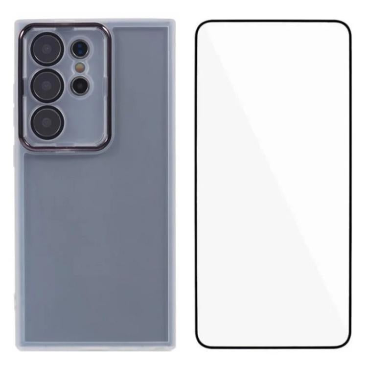 WANLONFENG Custodia per telefono in TPU traslucido con cornice galvanizzata e pellicola protettiva per lo schermo, For Galaxy S25 5G, For Galaxy S25+ 5G, For Galaxy S25 Ultra 5G, For Galaxy S24 FE 5G