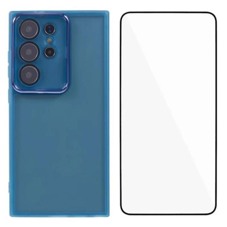 WANLONFENG Custodia per telefono in TPU traslucido con cornice galvanizzata e pellicola protettiva per lo schermo, For Galaxy S25 5G, For Galaxy S25+ 5G, For Galaxy S25 Ultra 5G, For Galaxy S24 FE 5G