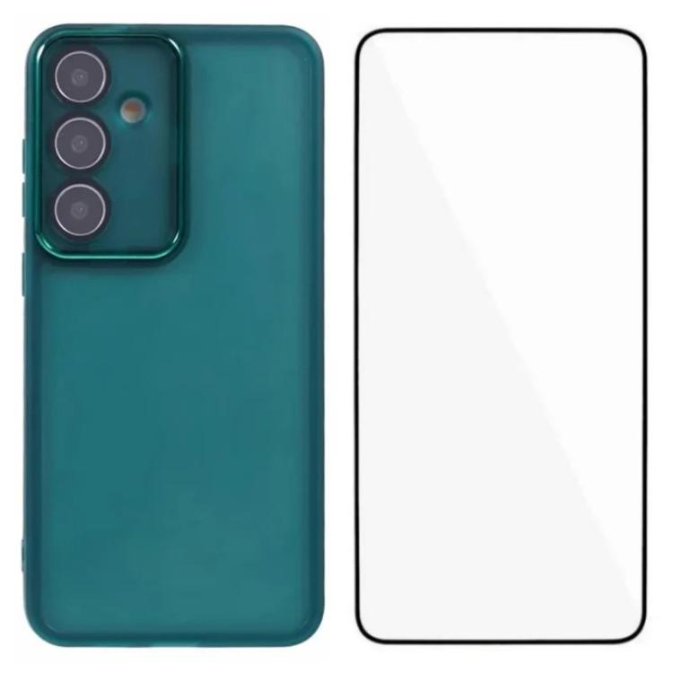 WANLONFENG Custodia per telefono in TPU traslucido con cornice galvanizzata e pellicola protettiva per lo schermo, For Galaxy S24 Ultra 5G, For Galaxy S24+ 5G, For Galaxy S24 5G, For Galaxy S23 Ultra 5G