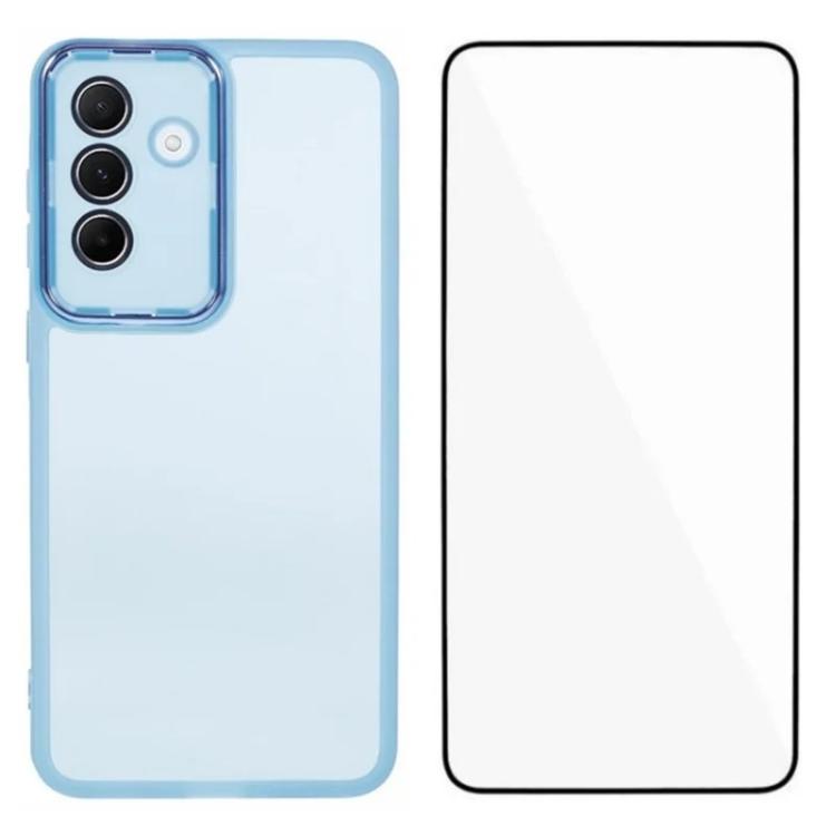 WANLONFENG Custodia per telefono in TPU traslucido con cornice galvanizzata e pellicola protettiva per lo schermo, For Galaxy S25 5G, For Galaxy S25+ 5G, For Galaxy S25 Ultra 5G, For Galaxy S24 FE 5G