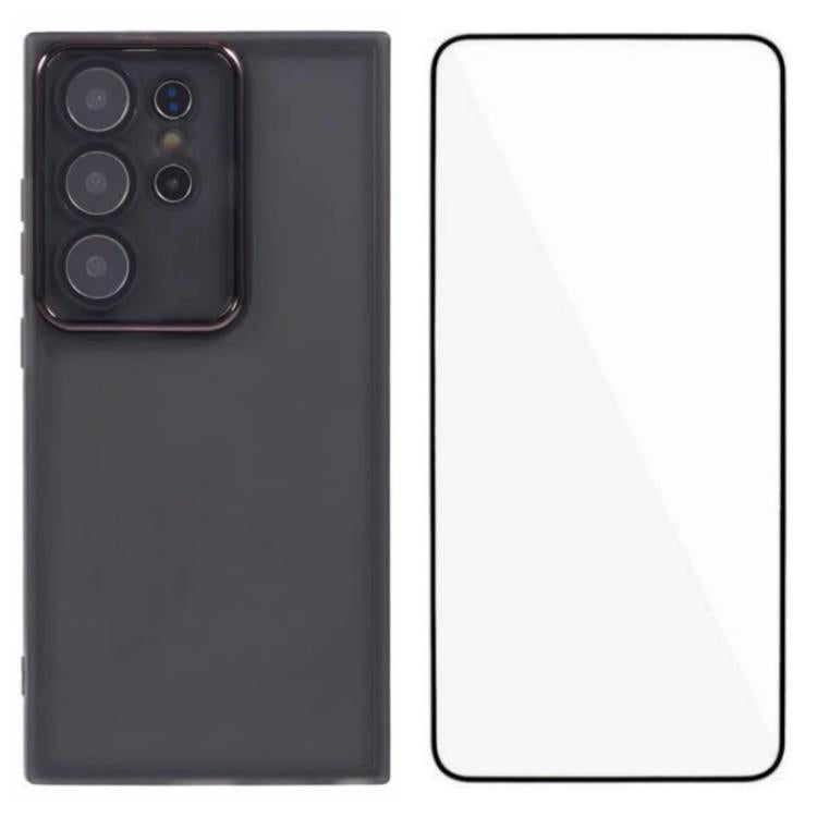 WANLONFENG Custodia per telefono in TPU traslucido con cornice galvanizzata e pellicola protettiva per lo schermo, For Galaxy S24 Ultra 5G, For Galaxy S24+ 5G, For Galaxy S24 5G, For Galaxy S23 Ultra 5G