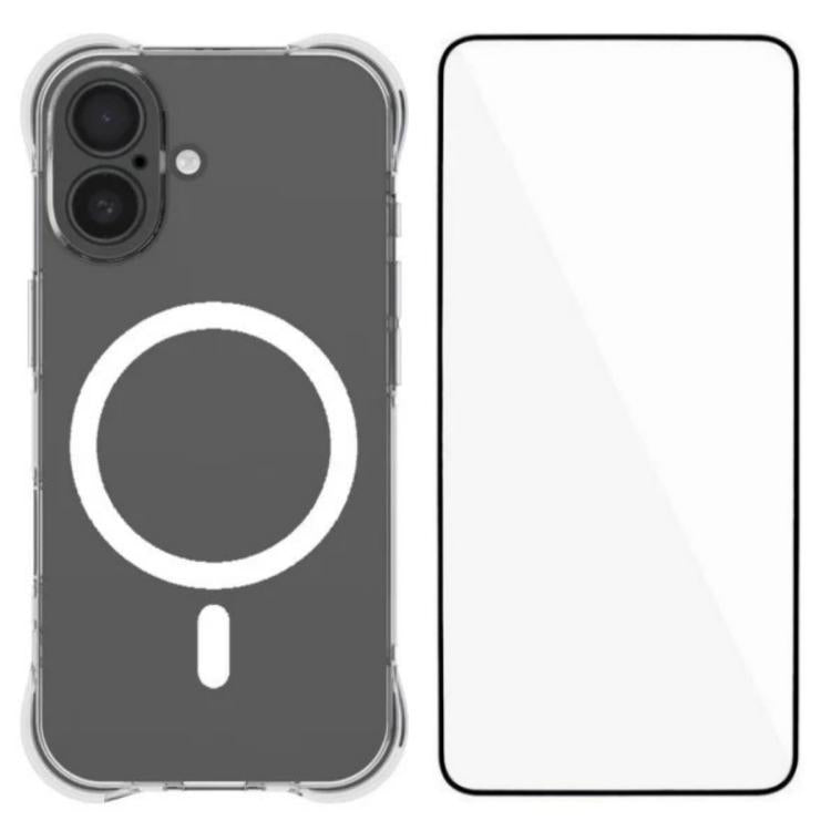 WANLONFENG Custodia per telefono in TPU trasparente magnetica antiurto a quattro angoli con pellicola protettiva per lo schermo, For iPhone 17 Pro Max, For iPhone 17 Pro, For iPhone 17, For iPhone Air