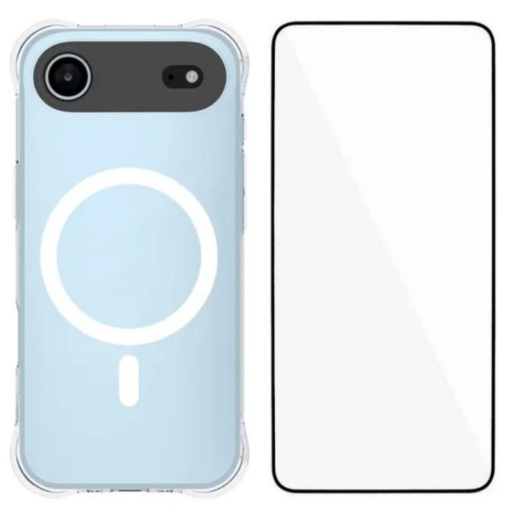 WANLONFENG Custodia per telefono in TPU trasparente magnetica antiurto a quattro angoli con pellicola protettiva per lo schermo, For iPhone 17 Pro Max, For iPhone 17 Pro, For iPhone 17, For iPhone Air
