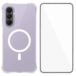 WANLONFENG Custodia per telefono in TPU trasparente magnetica antiurto a quattro angoli con pellicola protettiva per lo schermo, For Galaxy A57 5G, For Galaxy A37 5G, For Galaxy A27 5G, For Galaxy A17 5G, For Galaxy A56 5G, For Galaxy A26 5G           ...
