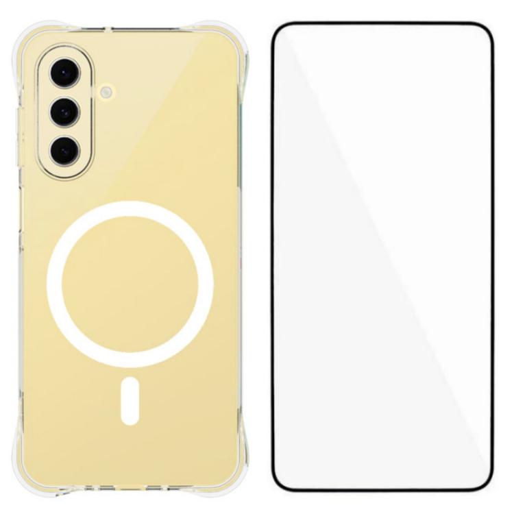 WANLONFENG Custodia per telefono in TPU trasparente magnetica antiurto a quattro angoli con pellicola protettiva per lo schermo, For Galaxy A57 5G, For Galaxy A37 5G, For Galaxy A27 5G, For Galaxy A17 5G, For Galaxy A56 5G, For Galaxy A26 5G           ...