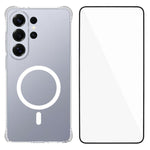WANLONFENG Custodia per telefono in TPU trasparente magnetica antiurto a quattro angoli con pellicola protettiva per lo schermo, For Galaxy S26 FE 5G, For Galaxy S26+ 5G, For Galaxy S26 Ultra 5G, For Galaxy S26 5G, For Galaxy S25 FE 5G