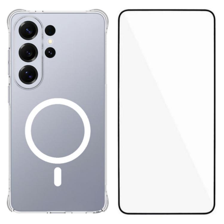 WANLONFENG Custodia per telefono in TPU trasparente magnetica antiurto a quattro angoli con pellicola protettiva per lo schermo, For Galaxy S26 FE 5G, For Galaxy S26+ 5G, For Galaxy S26 Ultra 5G, For Galaxy S26 5G, For Galaxy S25 FE 5G