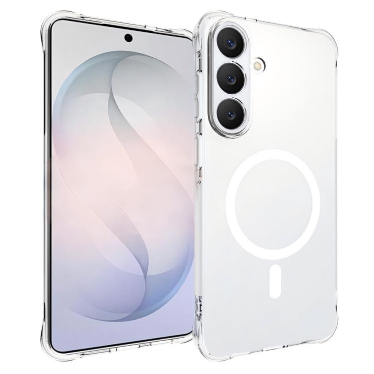 WANLONFENG Custodia per telefono in TPU trasparente magnetica antiurto a quattro angoli con pellicola protettiva per lo schermo, For Galaxy S26 FE 5G, For Galaxy S26+ 5G, For Galaxy S26 Ultra 5G, For Galaxy S26 5G, For Galaxy S25 FE 5G