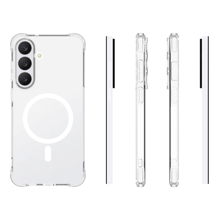 WANLONFENG Custodia per telefono in TPU trasparente magnetica antiurto a quattro angoli con pellicola protettiva per lo schermo, For Galaxy S26 FE 5G, For Galaxy S26+ 5G, For Galaxy S26 Ultra 5G, For Galaxy S26 5G, For Galaxy S25 FE 5G