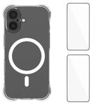 WANLONFENG Custodia per telefono in TPU trasparente, magnetica, antiurto, con quattro angoli rinforzati e 2 pellicole protettive per lo schermo., For iPhone 17 Pro Max, For iPhone 17 Pro, For iPhone 17, For iPhone Air