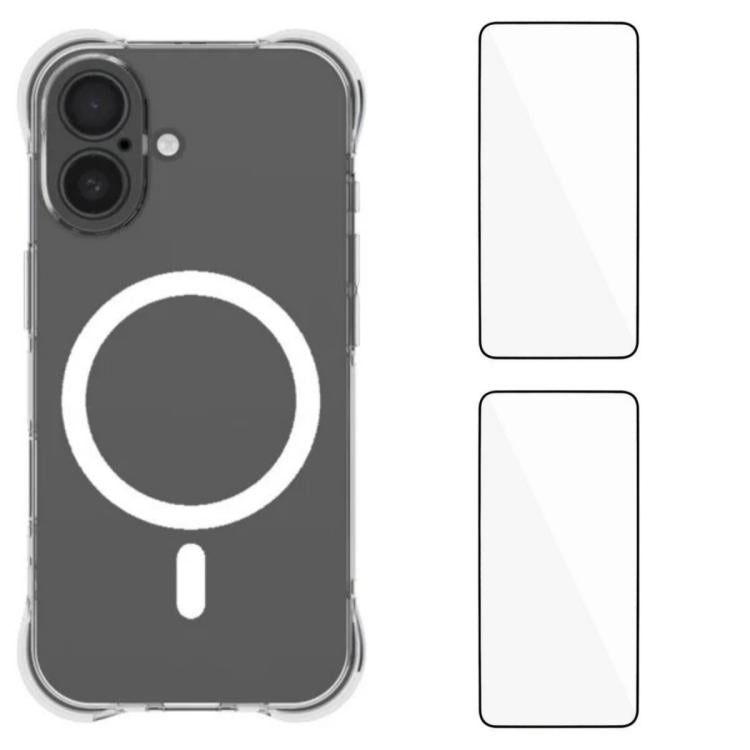 WANLONFENG Custodia per telefono in TPU trasparente, magnetica, antiurto, con quattro angoli rinforzati e 2 pellicole protettive per lo schermo., For iPhone 17 Pro Max, For iPhone 17 Pro, For iPhone 17, For iPhone Air
