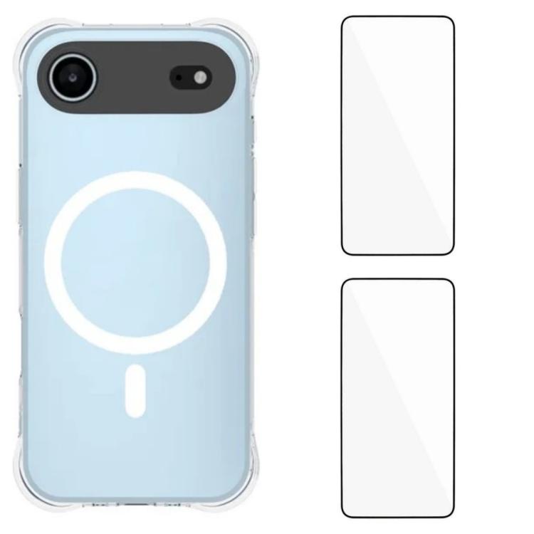 WANLONFENG Custodia per telefono in TPU trasparente, magnetica, antiurto, con quattro angoli rinforzati e 2 pellicole protettive per lo schermo., For iPhone 17 Pro Max, For iPhone 17 Pro, For iPhone 17, For iPhone Air