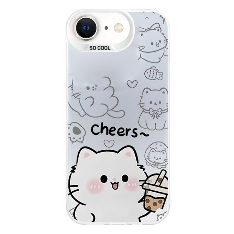 Custodia per telefono ibrida in PC e TPU con motivo IMD placcato argento colorato, For iPhone 8 Plus / 7 Plus